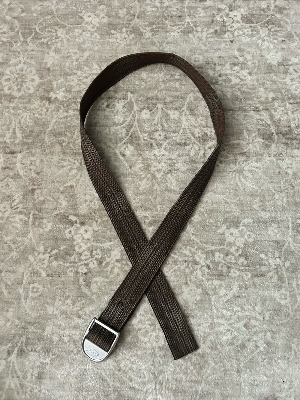 Chaco Brown Webbing Belt with Silver Buckle 47